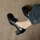 Dorothy | Women Leather Loafer Pumps With Tassel Accent Block Heel Rubber Sole And Rounded Toe For Work
