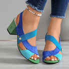 Linda | Women Open Toe Block Heels With Stretch Straps And Cushioned Sole For Daily Wear Dinners Or Occasions