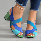 Elodie | Women Cross Strap Block Heels With Elasticised Fit For Daily Outings Or Dinners