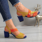 Linda | Women Open Toe Block Heels With Stretch Straps And Cushioned Sole For Daily Wear Dinners Or Occasions