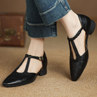 Beatrix | Women Leather Mary Janes With T Strap Metal Buckle Rounded Toe And Flat Heel For Everyday Wear