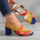 Linda | Women Open Toe Block Heels With Stretch Straps And Cushioned Sole For Daily Wear Dinners Or Occasions