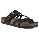 Hayleigh | Women Braided Suede Cork Sandals With Adjustable Metal Buckle Toe Loop And Slip Resistant Rubber Sole