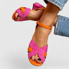 Devynne | Women Pink Wedge Heels With Adjustable Ankle Strap And Cushioned Sole For Summer Occasions