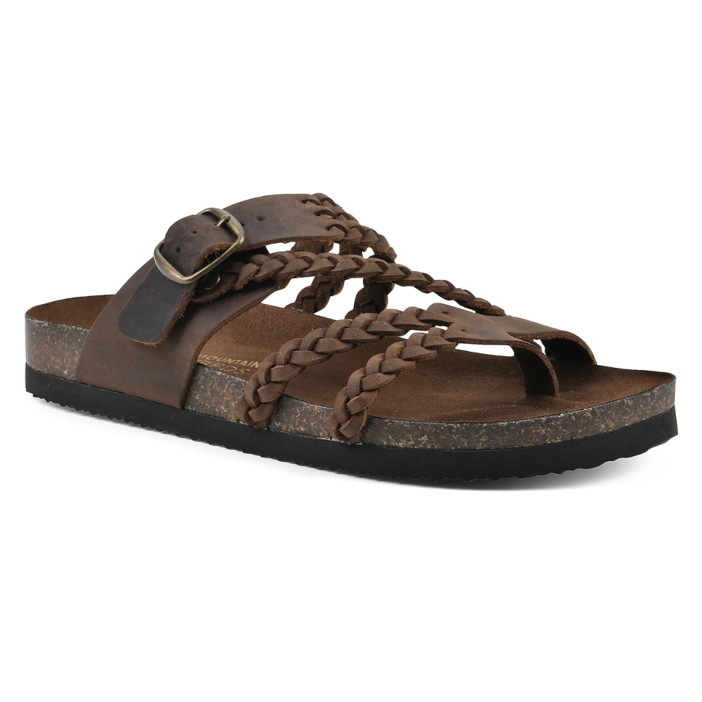 Hayleigh | Women Braided Suede Cork Sandals With Adjustable Metal Buckle Toe Loop And Slip Resistant Rubber Sole