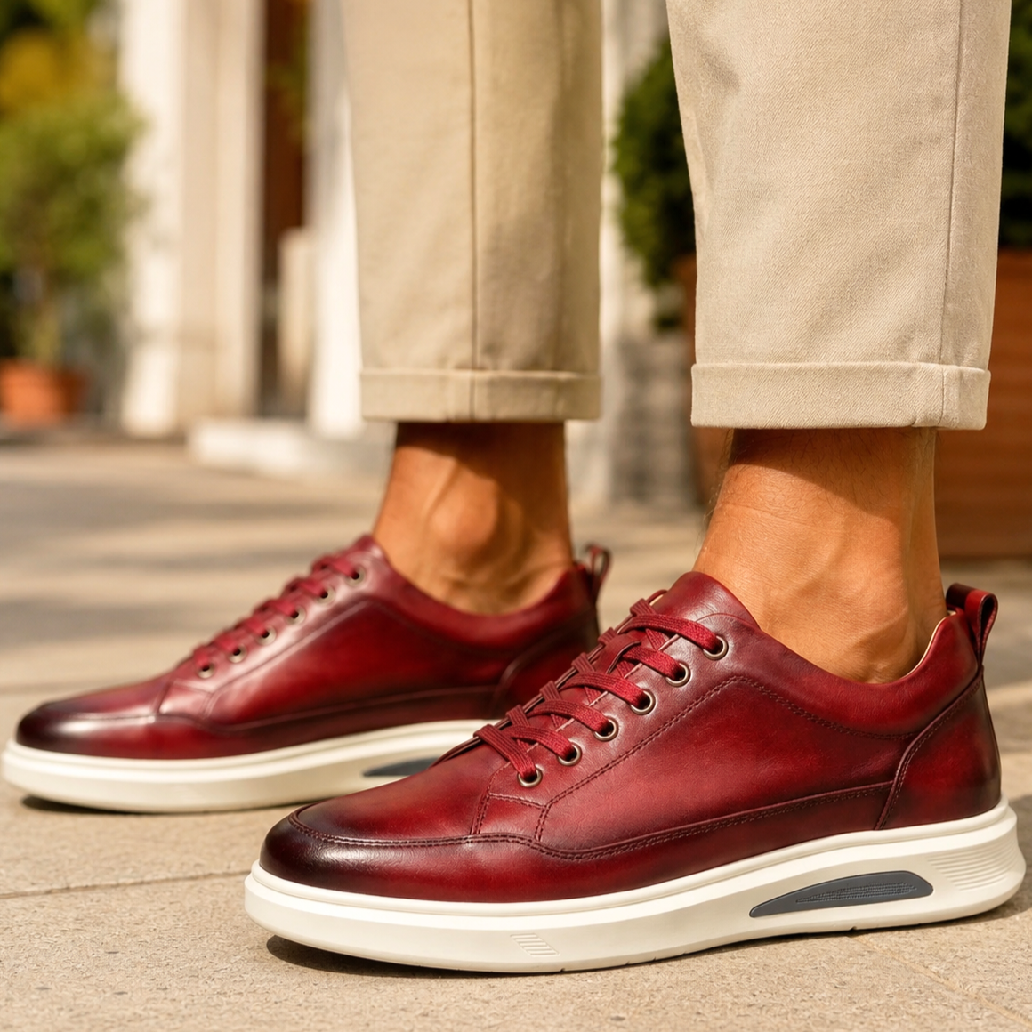 Selwyn | Men Full Grain Leather Trainers With Cushioned Footbed And Grip Sole For Smart Or Casual Wear