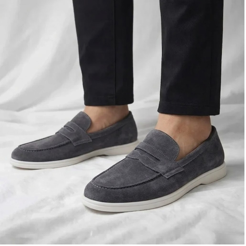 Bancroft | Men Suede Penny Loafers With Classic Strap Cushioned Footbed And Rubber Sole For Daily Rotation