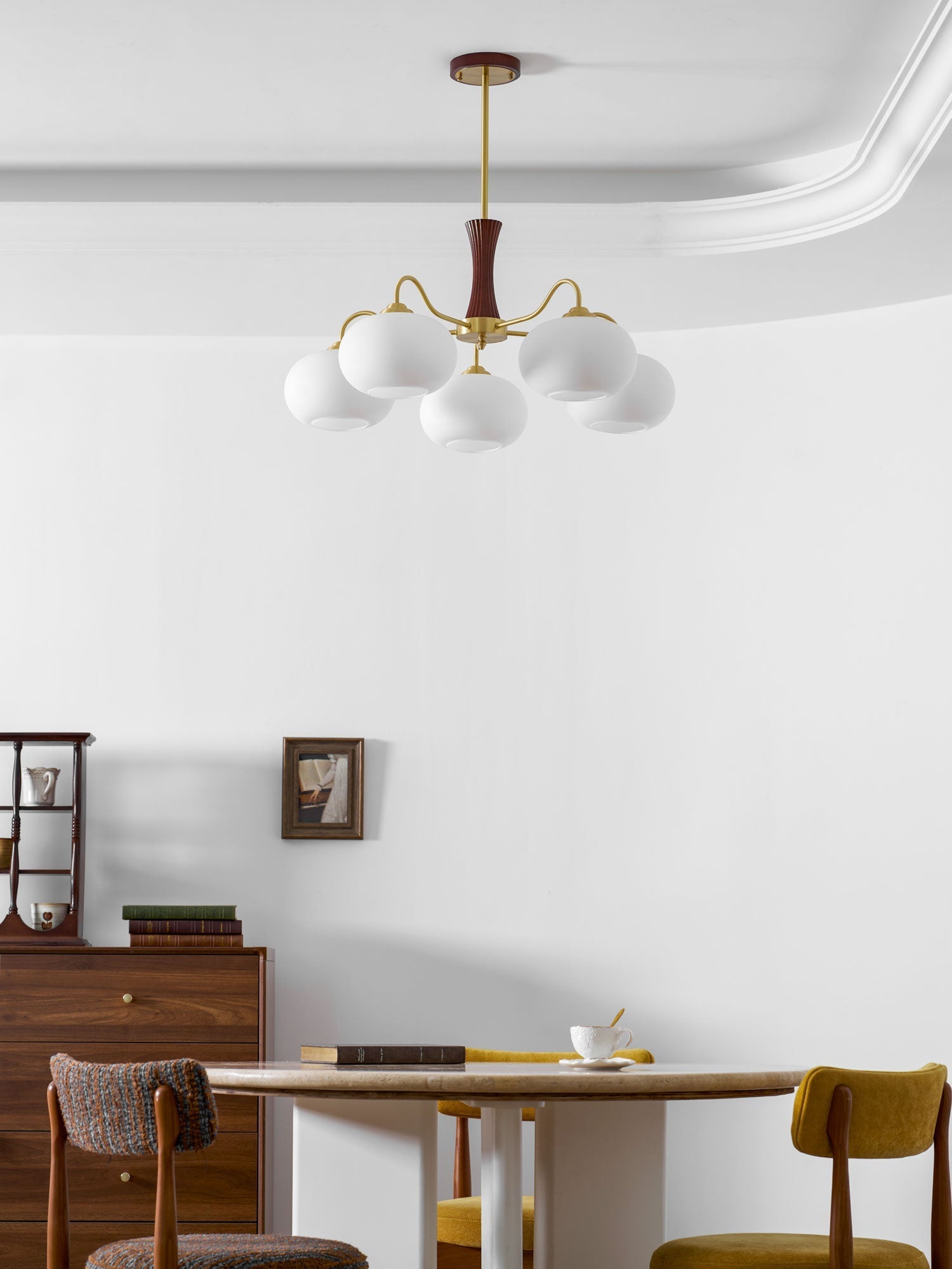 Brass Wooden Persimmon Chandelier