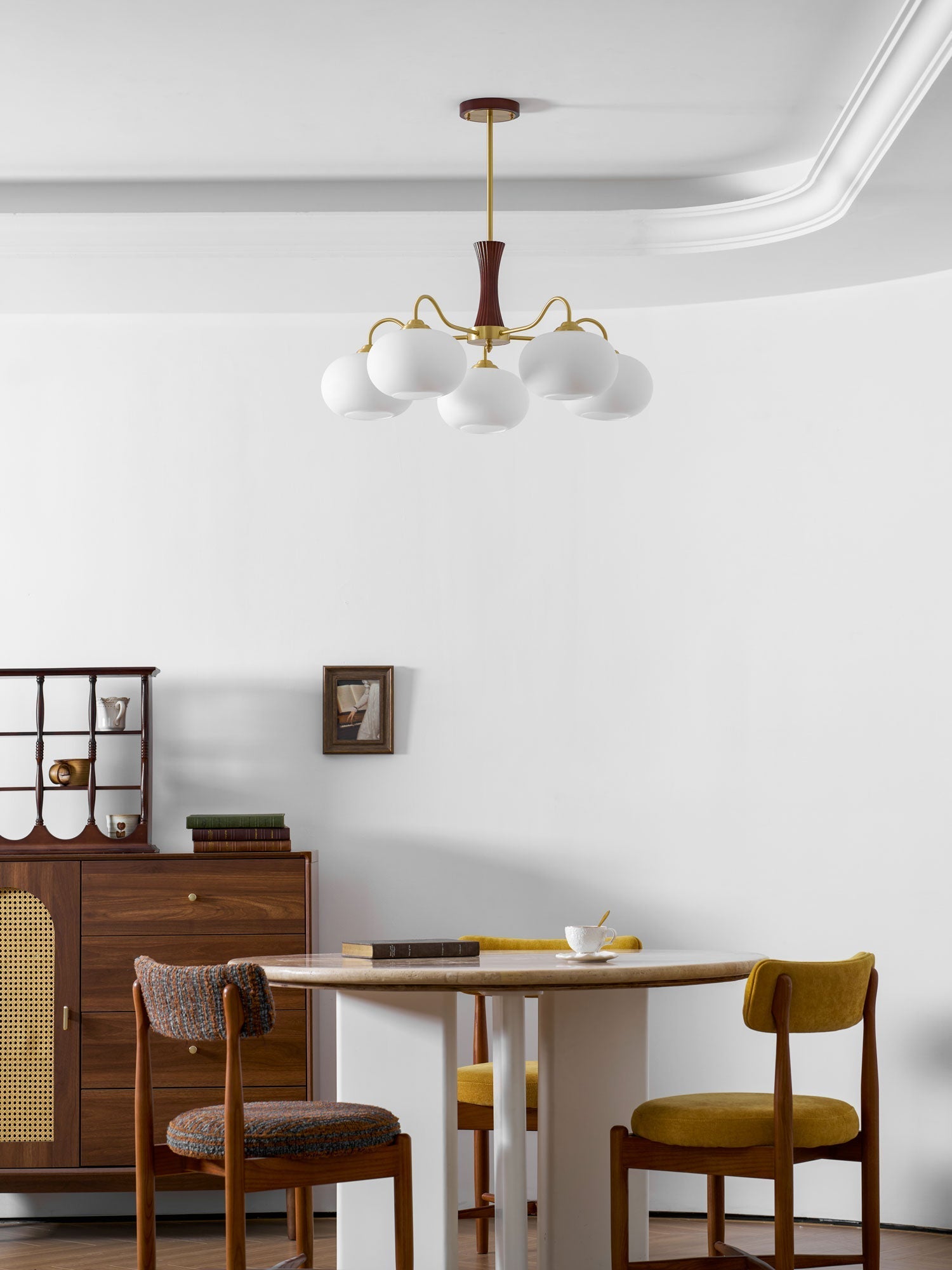 Brass Wooden Persimmon Chandelier