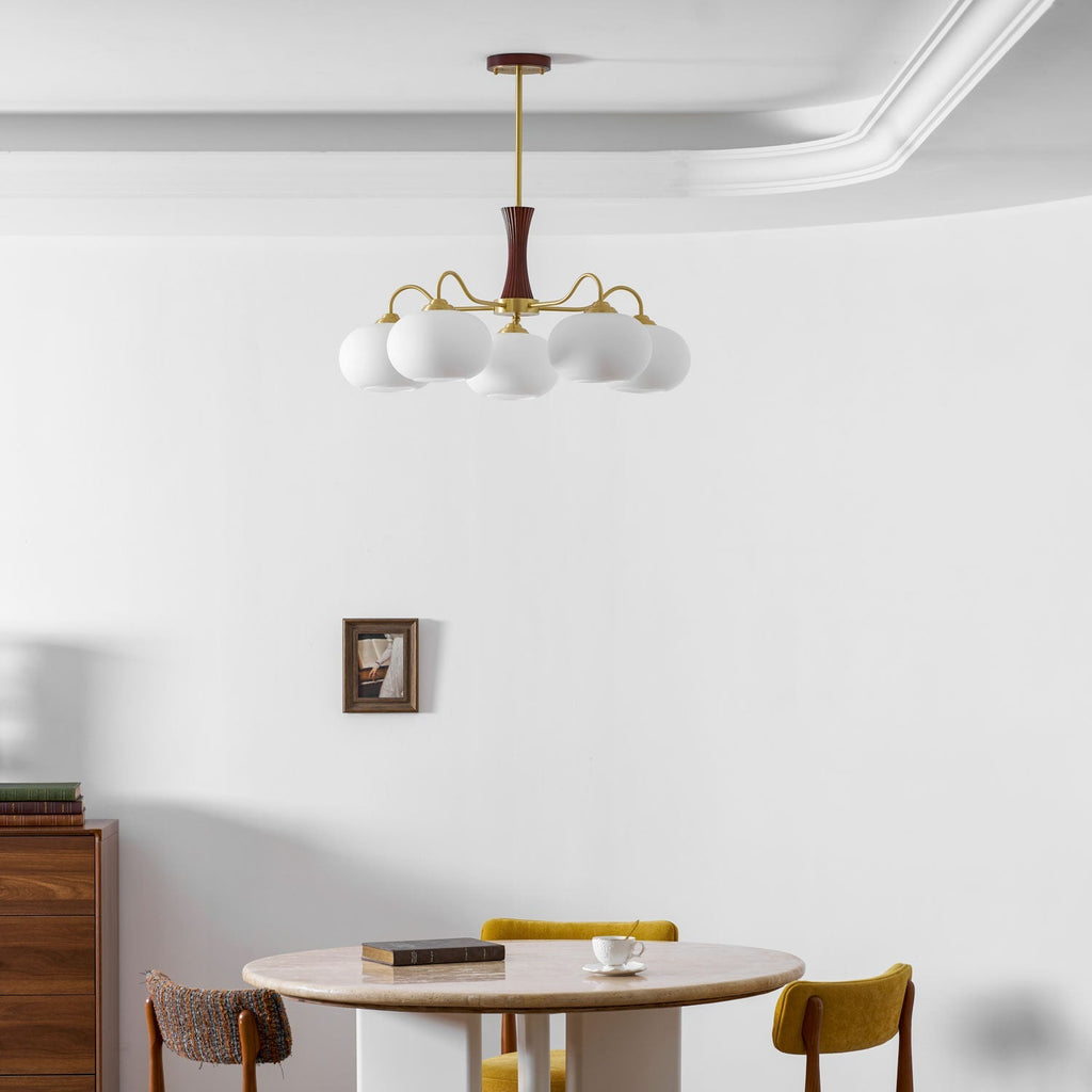Brass Wooden Persimmon Chandelier