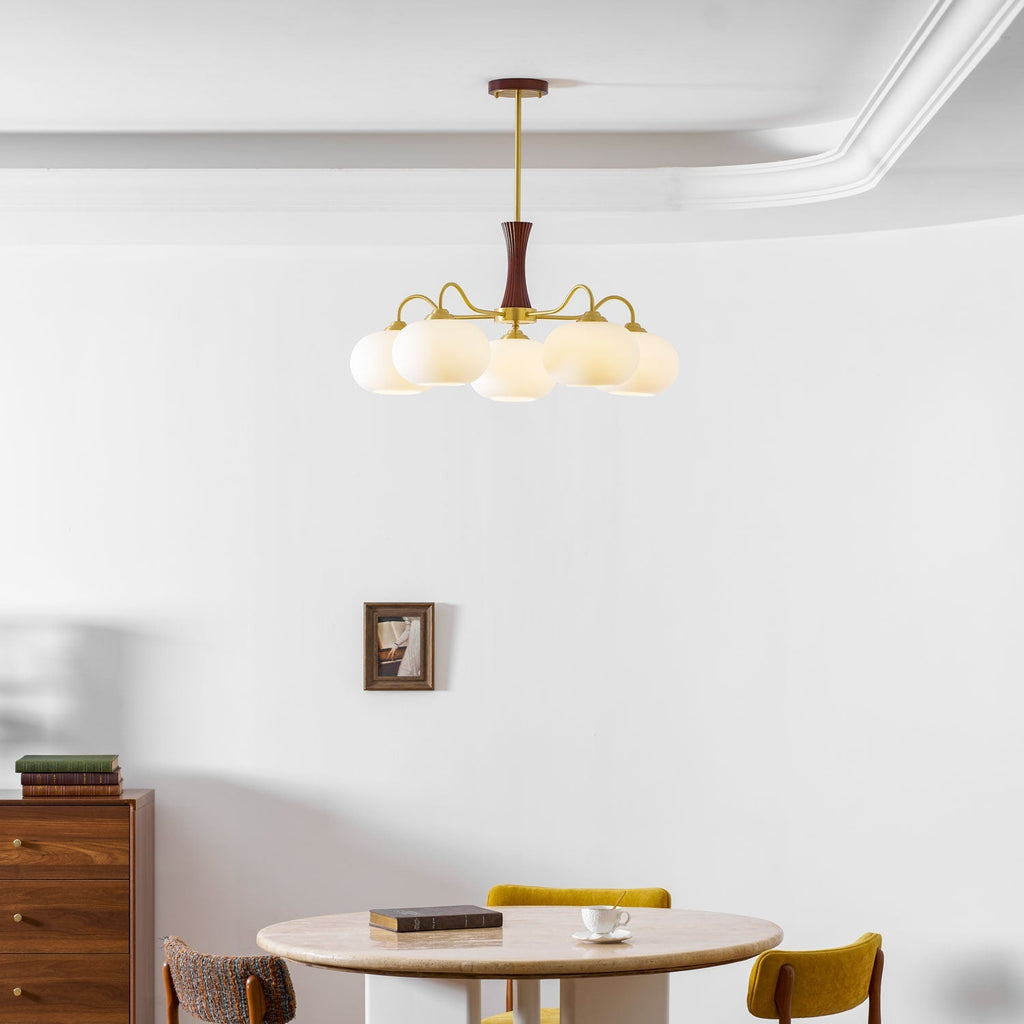 Brass Wooden Persimmon Chandelier