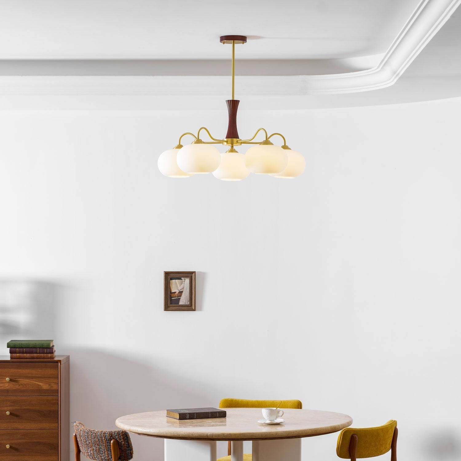 Brass Wooden Persimmon Chandelier