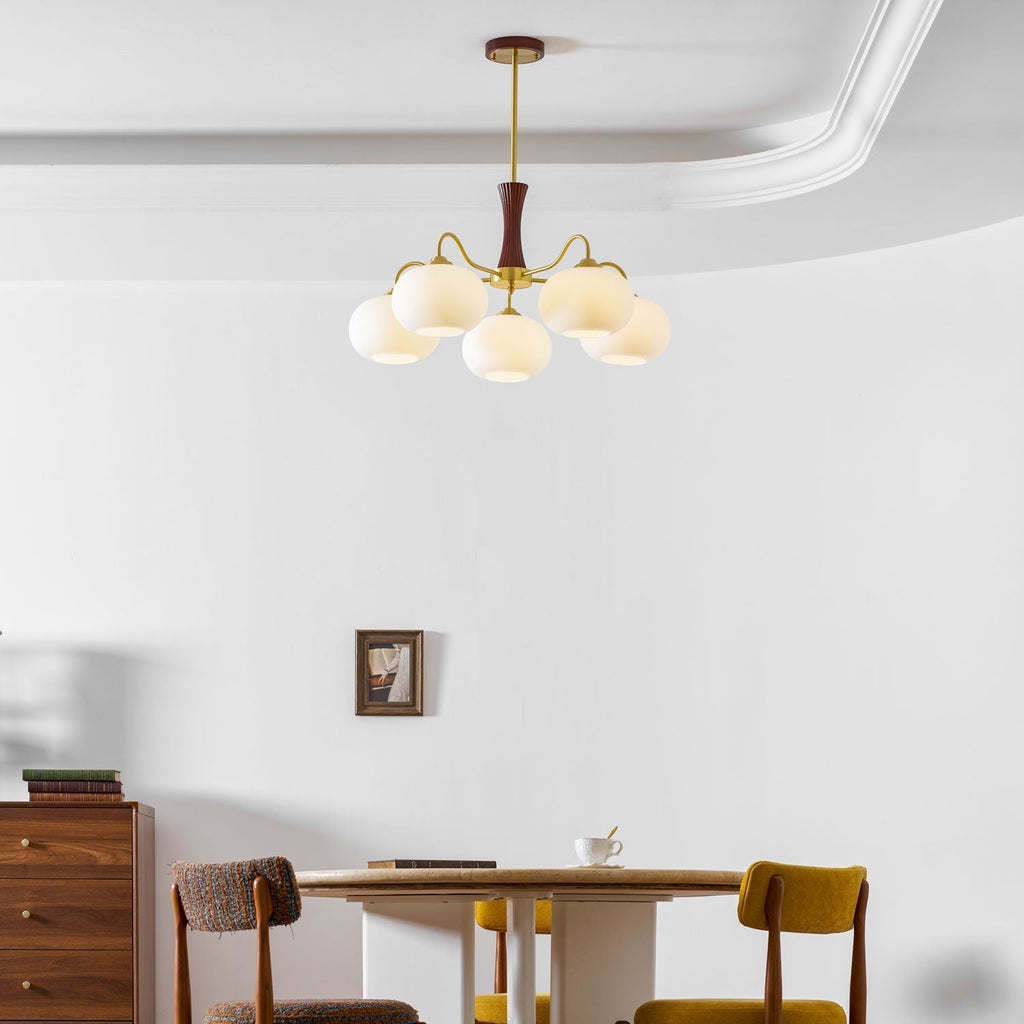 Brass Wooden Persimmon Chandelier