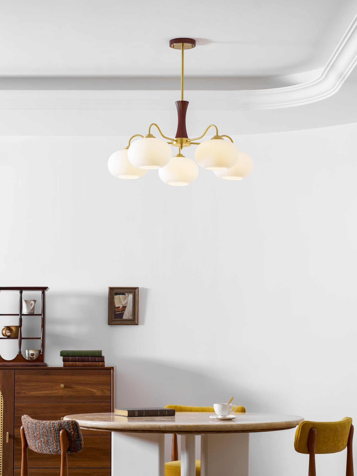 Brass Wooden Persimmon Chandelier