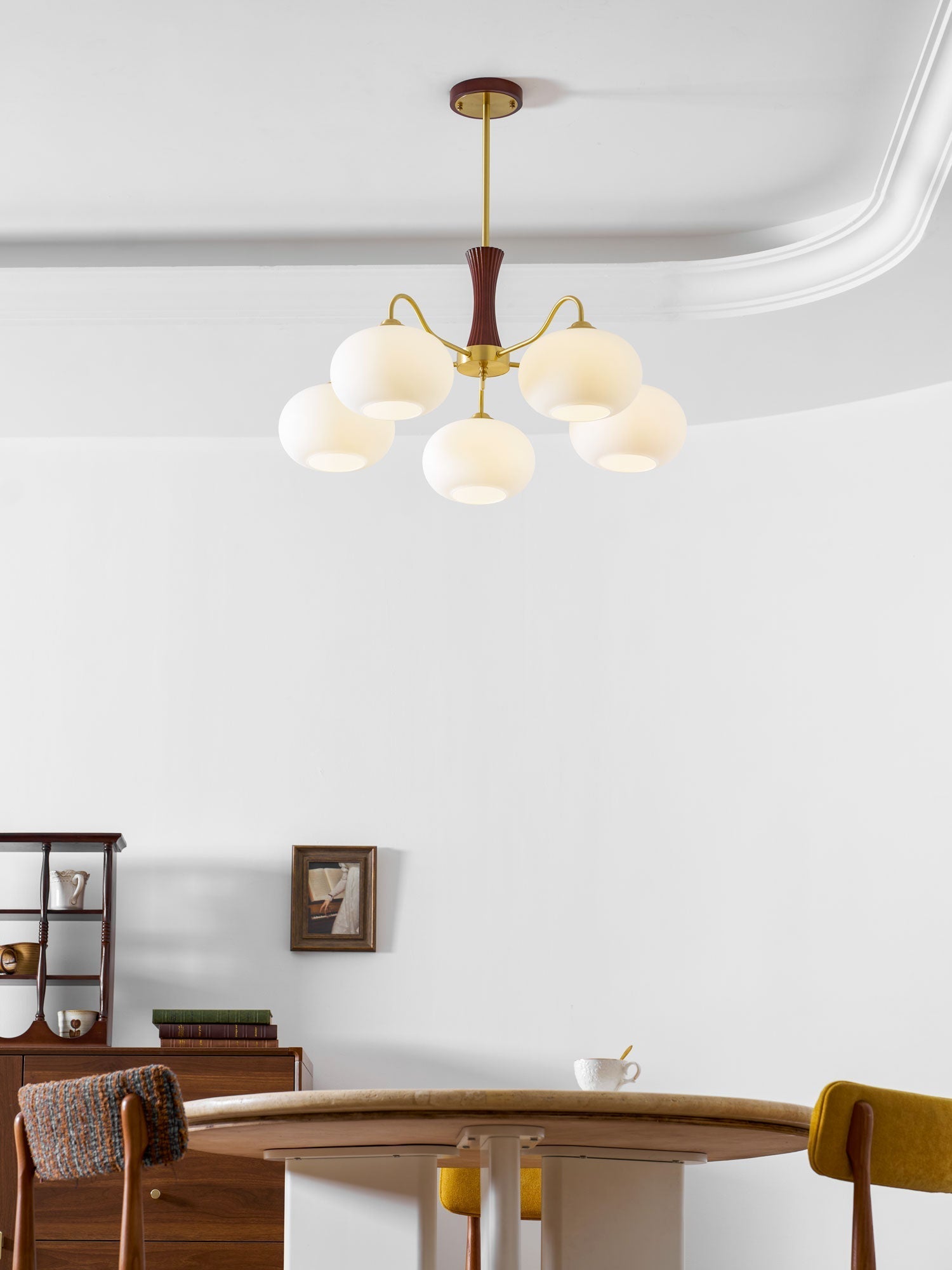 Brass Wooden Persimmon Chandelier