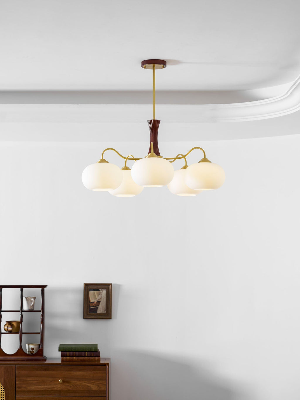 Brass Wooden Persimmon Chandelier