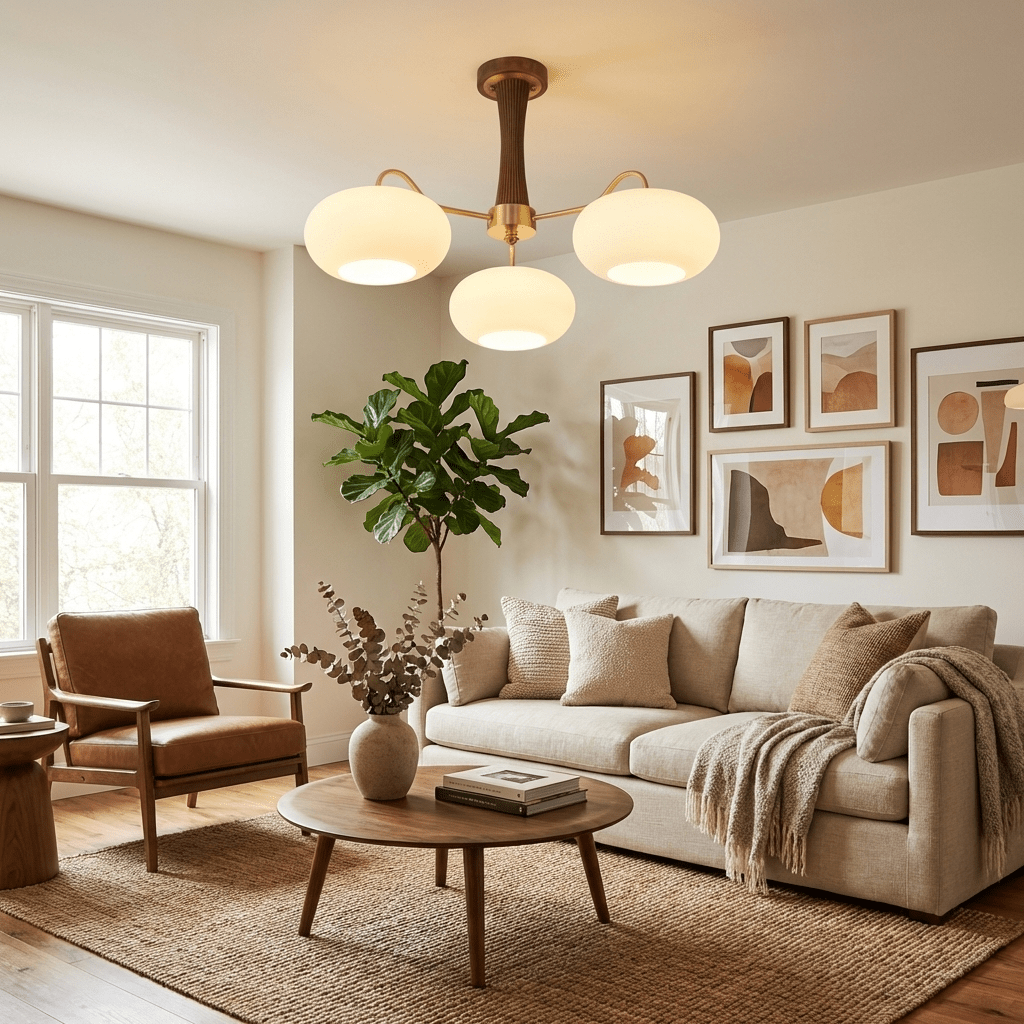 Brass Wooden Persimmon Chandelier