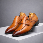 Savonti Men's Leather Monk Strap Dress Shoes