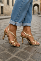 Elisabetta | Women Gold Summer Sandals For Warm Days Markets Or Waterfront Dinners