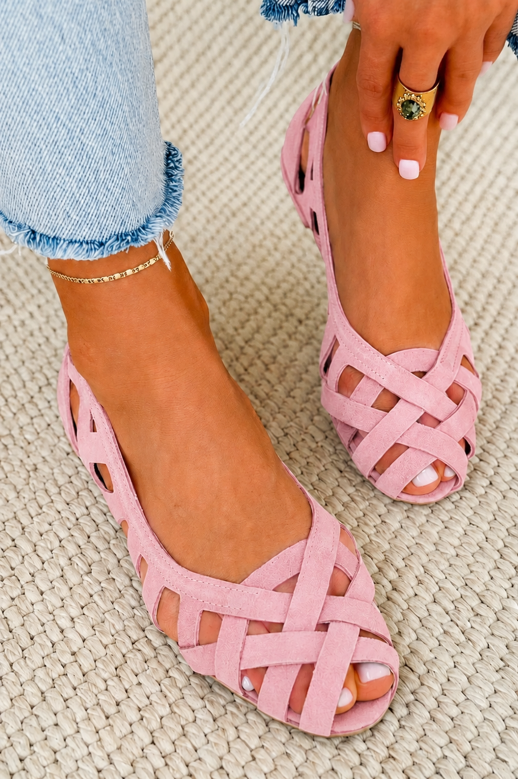 Caterina | Women Woven Leather Summer Sandals For Warm Evenings Or Everyday Wear