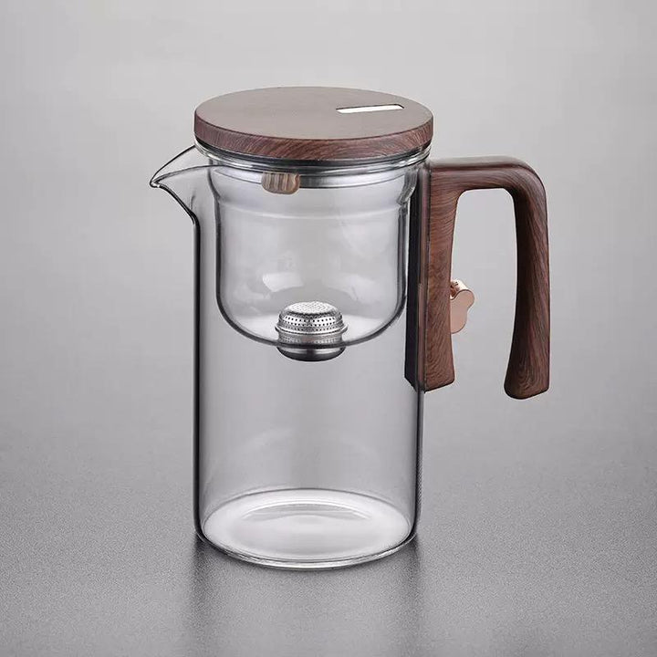 Borosilicate Teapot with Stainless Steel Infuser and Natural Wood Handle for Tea Enjoyment