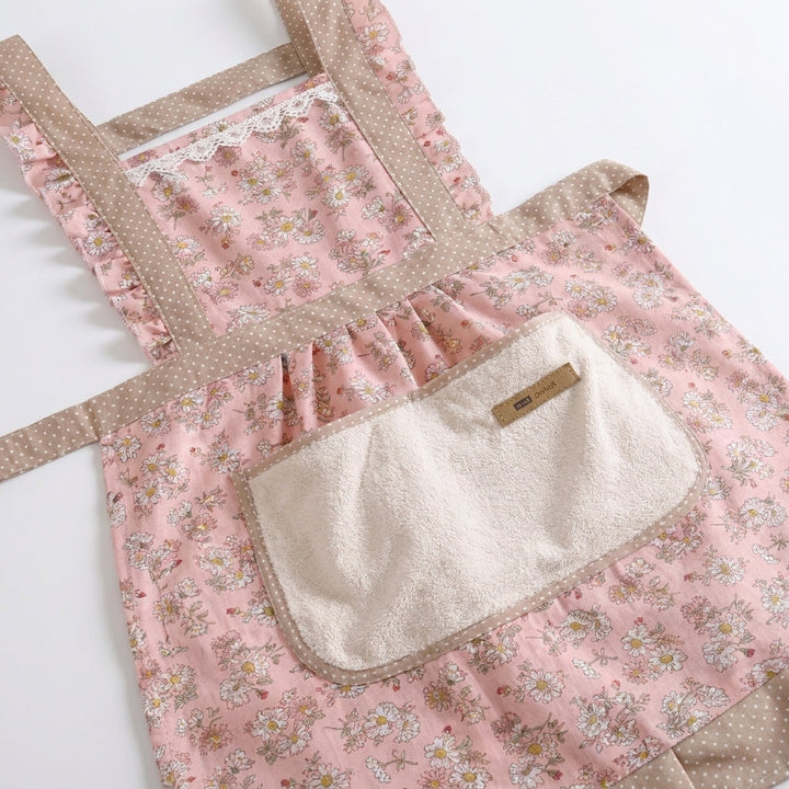 Kitchen Apron With Floral Pattern and Water-Repellent Surface