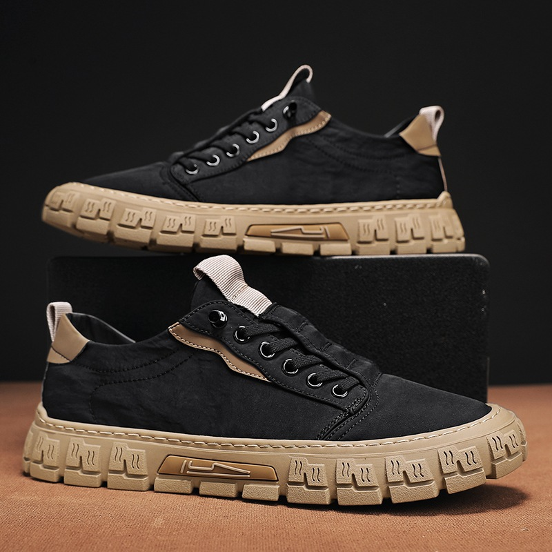 Hutton | Men Suede Look Canvas Trainers With Reinforced Stitching Cushioned Footbed And Grip Rubber Sole