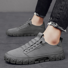Hutton | Men Suede Look Canvas Trainers With Reinforced Stitching Cushioned Footbed And Grip Rubber Sole