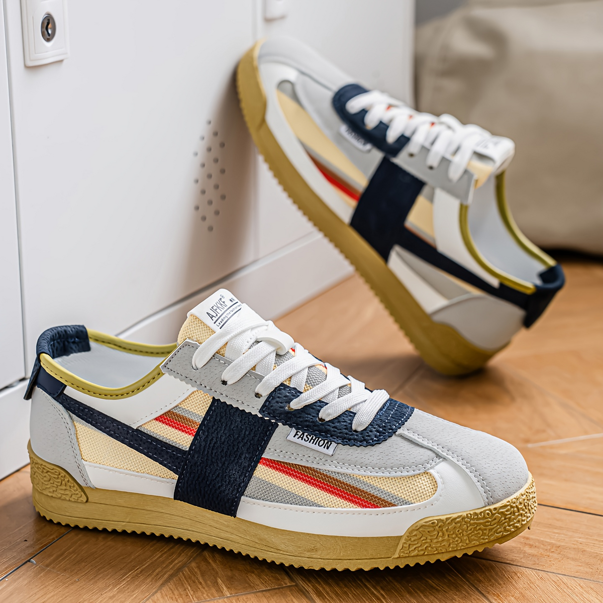 Dalston | Men Retro Suede And Mesh Trainers With Bold Multi Panel Design And Sculpted Grip Sole For Street Wear
