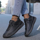 Emiline | Women Leather Support Sneakers With Slow Rebound EVA Sole For Standing Working Or Long Days