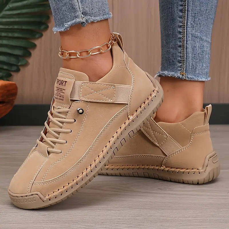 Emiline | Women Leather Support Sneakers With Slow Rebound EVA Sole For Standing Working Or Long Days