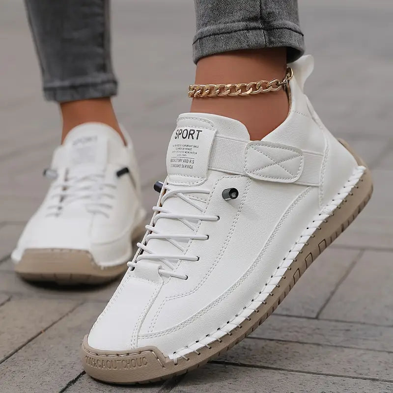 Emiline | Women Leather Support Sneakers With Slow Rebound EVA Sole For Standing Working Or Long Days