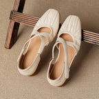 Odie Genuine Leather Cross Strap Flats