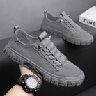 Hutton | Men Suede Look Canvas Trainers With Reinforced Stitching Cushioned Footbed And Grip Rubber Sole