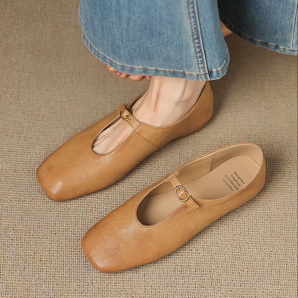 Kleva Genuine Leather Mary Jane Flats