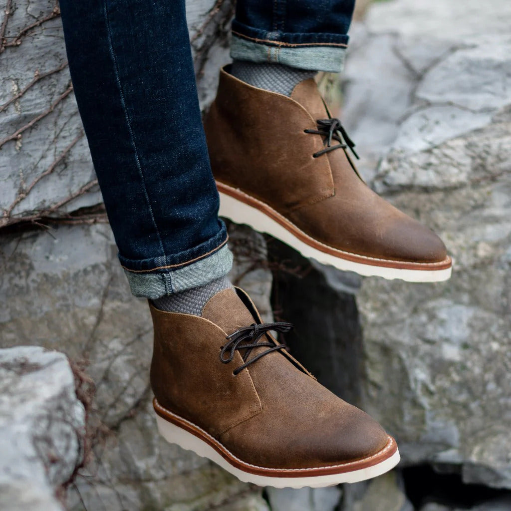 Waylon | Men Chukka Boots With Sturdy Welt Shock Absorbing Sole Cushioned Footbed And Hand Stitched Detailing