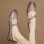 Remy Genuine Leather Almond Toe Mary Jane Flats