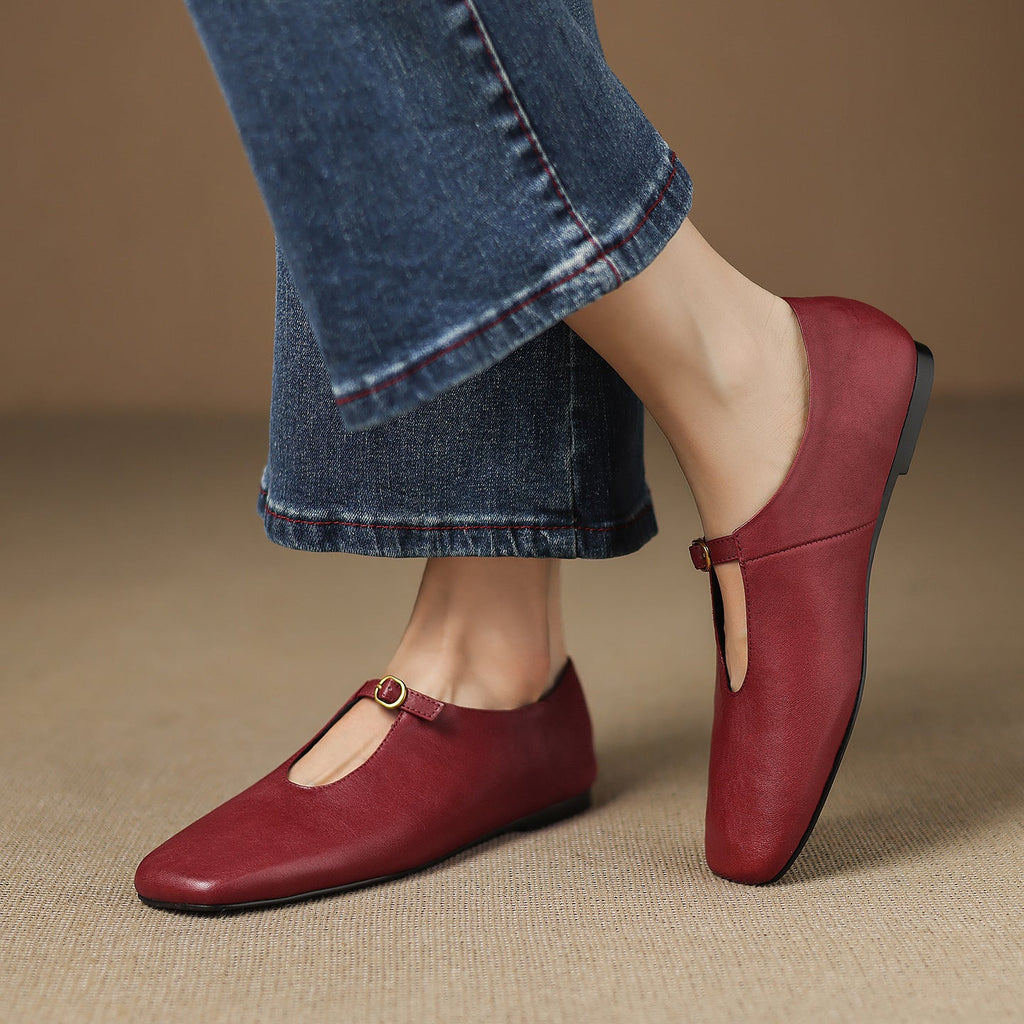 Kleva Genuine Leather Mary Jane Flats