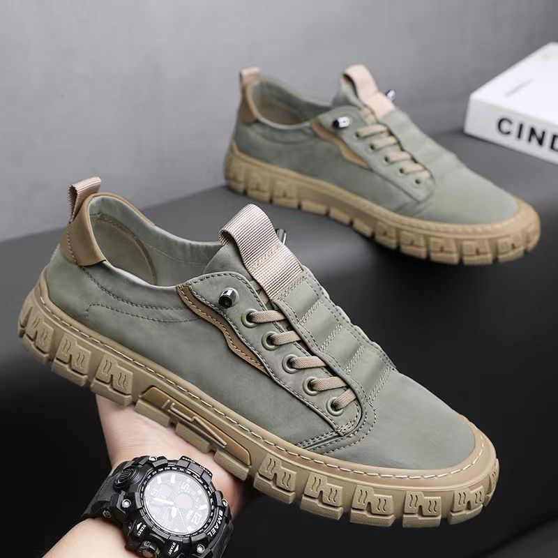Hutton | Men Suede Look Canvas Trainers With Reinforced Stitching Cushioned Footbed And Grip Rubber Sole