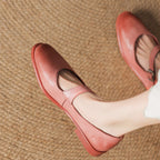 Remy Genuine Leather Almond Toe Mary Jane Flats