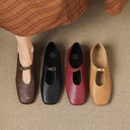Kleva Genuine Leather Mary Jane Flats