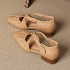 Odie Genuine Leather Cross Strap Flats