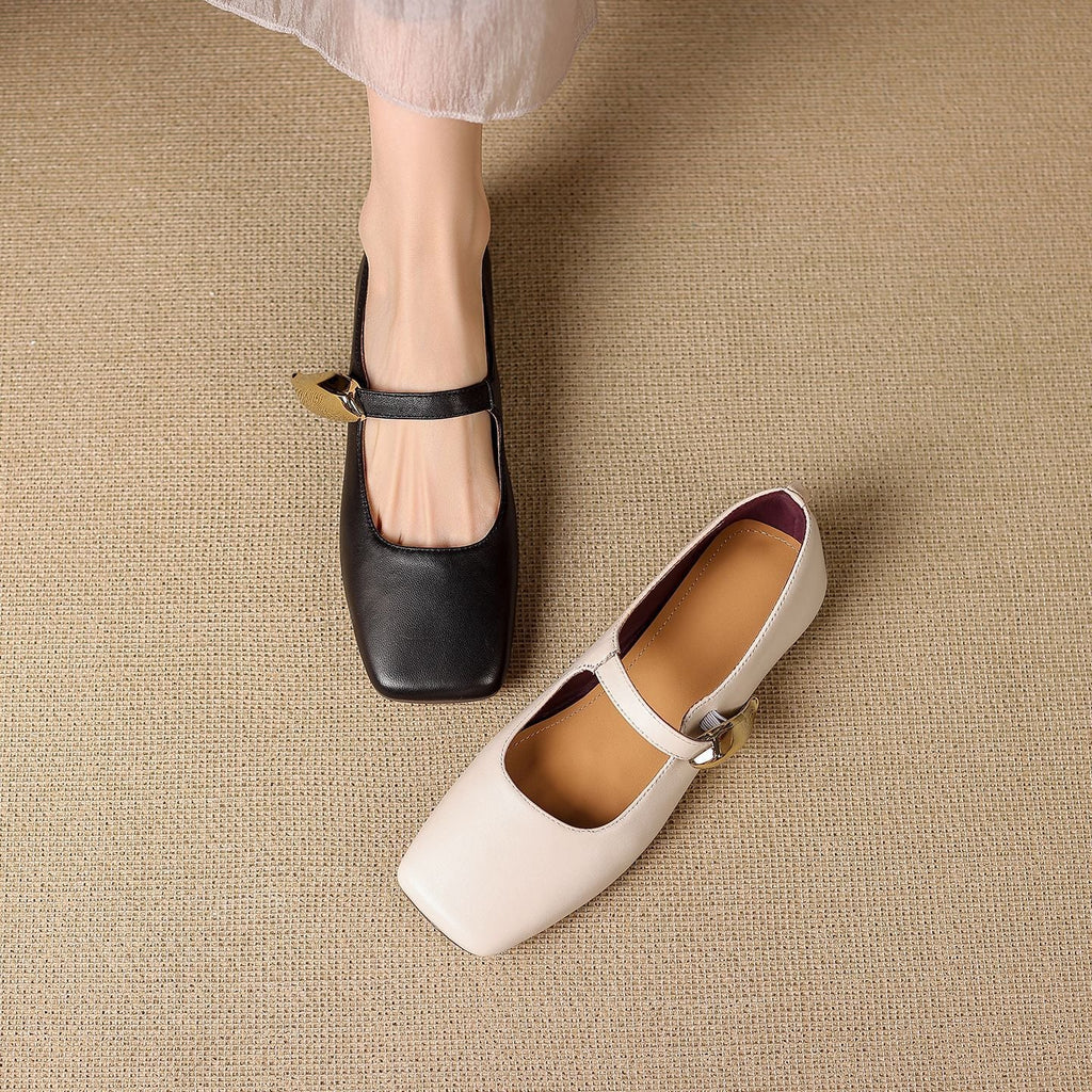 Freya Genuine Leather Mary Jane Flats