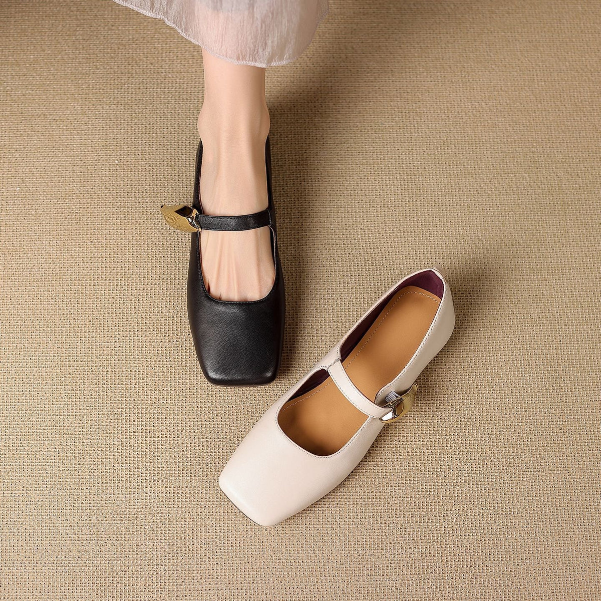 Freya Genuine Leather Mary Jane Flats