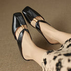 Aviel Genuine Leather Cross Strap Flats