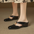 Aviel Genuine Leather Cross Strap Flats