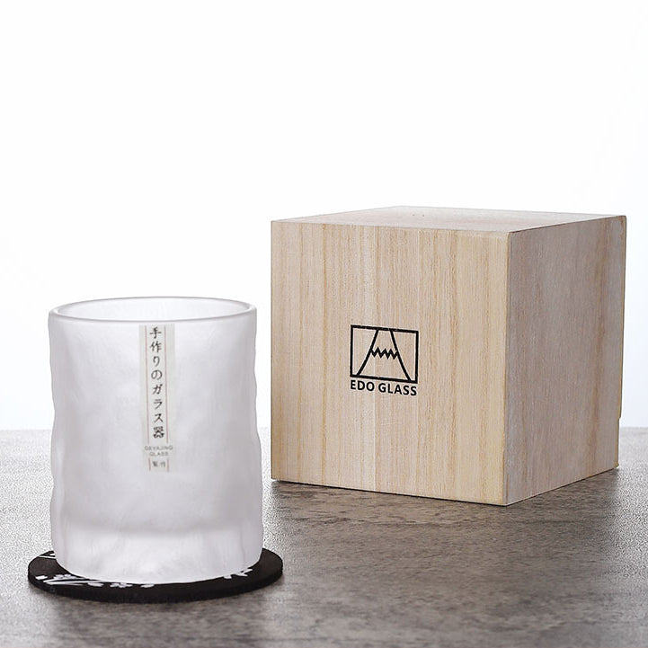 EdoGlacier – Handcrafted Edo Kiriko Whisky Glass in Luxurious Wooden Box