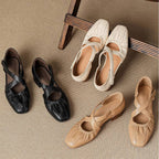 Odie Genuine Leather Cross Strap Flats
