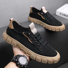 Hutton | Men Suede Look Canvas Trainers With Reinforced Stitching Cushioned Footbed And Grip Rubber Sole