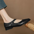 Remy Genuine Leather Almond Toe Mary Jane Flats